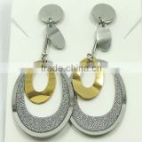 Wholesale Stainless steel earrings for women Flash Sand leaf earrings