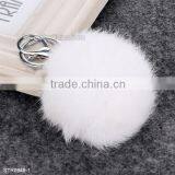 8cm Fur Pom Pom Keychain Rabbit Fur Ball Silver Keychain thumbnail-2