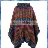 space dye ribbed knit fashion poncho/warm poncho /elegant poncho