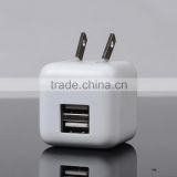 UL ETL FCC Approved 5V 2.1A Super Mini Dual USB wall charger for Apple Samsung HTC with foldable US plug