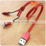 High Quality Micro Usb Cable Zipper Date Cable With Led Light thumbnail-3