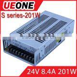 Power Supply 24v 8.3A,201W Single Output Led Driver,CE RoHS Approved S-201-24