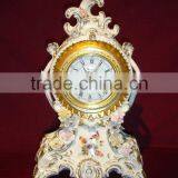 Royal Crown Prize Cup Ceramic/Porcelain Enamel Clock, Elegant Trophy Cup Table Clock, Flower Hand Painting Design thumbnail-2