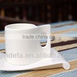 White Porcelain Ceramic Coffee Mug With Saucer