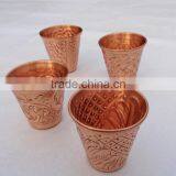 BPA FREE 100% PURE COPPER 2 OZ EMOSSED DESIGN SHOT GLASSES, COPPER SHOT MEASURING CUPS thumbnail-6
