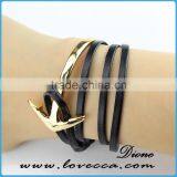 China Manufacturer Popular Anchor Bracelet for Men and Women Leather Bracelet thumbnail-6