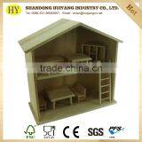 Factory Custom Unfinished Wooden Doll House Wholesale thumbnail-2