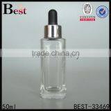 50ml Clear Glass Dropper Bottle With Silver Aluminum Dropper for Cosmetic Lotion Essential Oil Perfume China Suppliers thumbnail-5