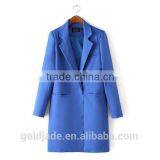 Women's Plus Size Wool Blazer Coat Long One Button Outwear Overcoat Loose Fit Jacket thumbnail-2