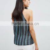 Sleeveless Striped Shirt With Print Chiffon thumbnail-2