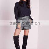 Summer Fashion Grey Double Belted Check Cheap Shorts OEM Service thumbnail-2