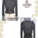 Ladies Woven Fashion Jacket With Hood thumbnail-1