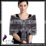 CX-B-106D 2016 Chinese Fashion Women Scarf Wholesale Rex Rabbit Fur Shawl thumbnail-5