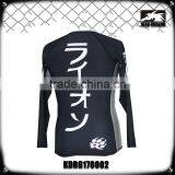 Black/white Sublimation Printed Lycra Compression Bjj Rash Guards With Long Sleeves thumbnail-3