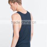 Plain Black Knitted Men Stringer Tank Top With no Lable thumbnail-4