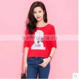 Summer the New Trend of Printing Round Collar Women Loose T-shirts thumbnail-2