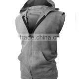 OEM New Design Cotton Plain Wholesale Sleeveless Hoodie Mens Dress Vest With Zip thumbnail-4