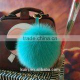 2016 Beautiful Bag or Garment Car Charms Pure Colors Pompom Wholesale Genuine Fox Fur Pom Pom Keychain thumbnail-1