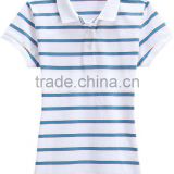 Organic Cotton Yarn Dyed Striped Polo Shirts Women