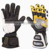 Yellow and Black Leather Motorcycle Gloves thumbnail-1
