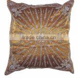 Amber Stylish Beaded Floor Pillow Cover - Handmade Unique Dazzling Euro Sham 24" thumbnail-5