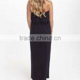 2016 New Maternity Dresses With Black Crochet-Trim Maternity Strapless Maxi Dress Women Clothing WD80817-22 thumbnail-1