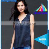 2016 Newest Product Pure Color Leisure 100% Linen Vest Custom High Quality Comfortable Ladies Tops thumbnail-1