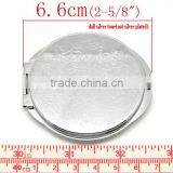 Wholesale Silver Tone Carved Make Up Compact Mirror thumbnail-2