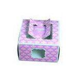 Plastic Window Recycled Paper Boxes , Purple Portable Birthday Cake Box