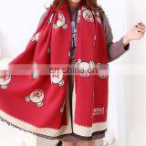 Fashion Wholesale New Arrival Women Winter Carton Design Bear Cashmere Scarf thumbnail-1