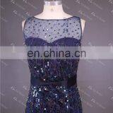 LN147 Stunning Beaded Sleeveless Elegant Navy Blue Sale Beaded Brazilian Evening Dress thumbnail-3