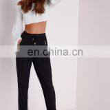 Hottest Ladies Casual Trouser Design Muslin Tapered Trousers Black thumbnail-1