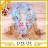 Custom Design Flower Printed Chiffon Promotional Scarf