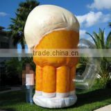 custom high quality beer advertising lifelike pvc inflatable beer mug image for sales promotion
