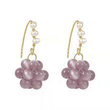 Purple Opal Grape Earrings thumbnail-2