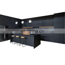 CBMmart Modern Luxury Black Lacquer Kitchen Cabinets with white kitchen bench tops
