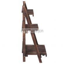 3 Tier Folding Wooden Plant Stand With Pot Shelf Stand Display Rack For Indoor Outdoor Garden Greenhouse thumbnail-3