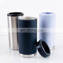 Travel Stainless Steel 12oz Silm Can Cooler for Cans and Bottles,Double Walled Vacuum Insulated Beer Bottle Holder for Summer thumbnail-1