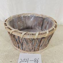 Oval Shaped Small Poplar Bark Handwoven Gardening Flowers Basket thumbnail-2