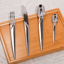 Wedding Birthday Party Matte Silver Flatware Silverware Dinnerware Stainless Steel 4 Pieces Utensils Cutlery Set thumbnail-2