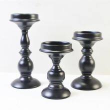 Dining Table Wedding Candlestick European Style Candle Holder Columnar Shape Black Metal Candlestick Set thumbnail-2