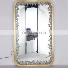 Modern Design Luxury Hotel Project Rectangle Natural Rock Crystal Stone Copper Mirror Wall Light thumbnail-3