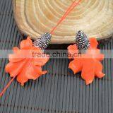LFD-0020B DIY Orange Shell Flowers Pave Rhinestone Crystal Connectors Beads For Making Charm Bracelet Necklace thumbnail-1