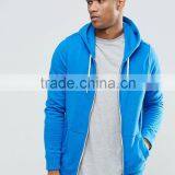 Leisure 100% Cotton Blue Zip up With Hood Pocket Custom Made Hoodies thumbnail-5