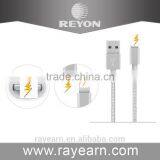REYON Cheap Nylon Fabric Braided Slim Usb Cable for Iphone ,usb Data Cable, Usb Cabel for Charger