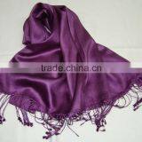 Satin Weave Pure Silk Shawl and Scarf in Wide Range of Colors... thumbnail-4
