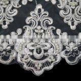 Custom Eco-friendly Cord Beaded White Bridal Embroidered Tulle Lace Fabric PJ025 thumbnail-3