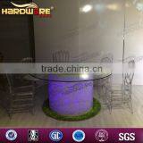 Dubai Event Design Iron Base Glasss Top LED Round Wedding Table