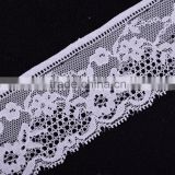 Wide stretch lace trim off white in stock