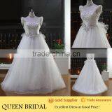 New Design High Neck Sleeveless Appliqued Bow Heavy Beaded Wedding Dresses For Fat Woman